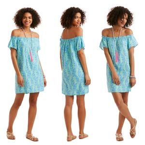 Vineyard Vines Palm Print Off The Shoulder Dress